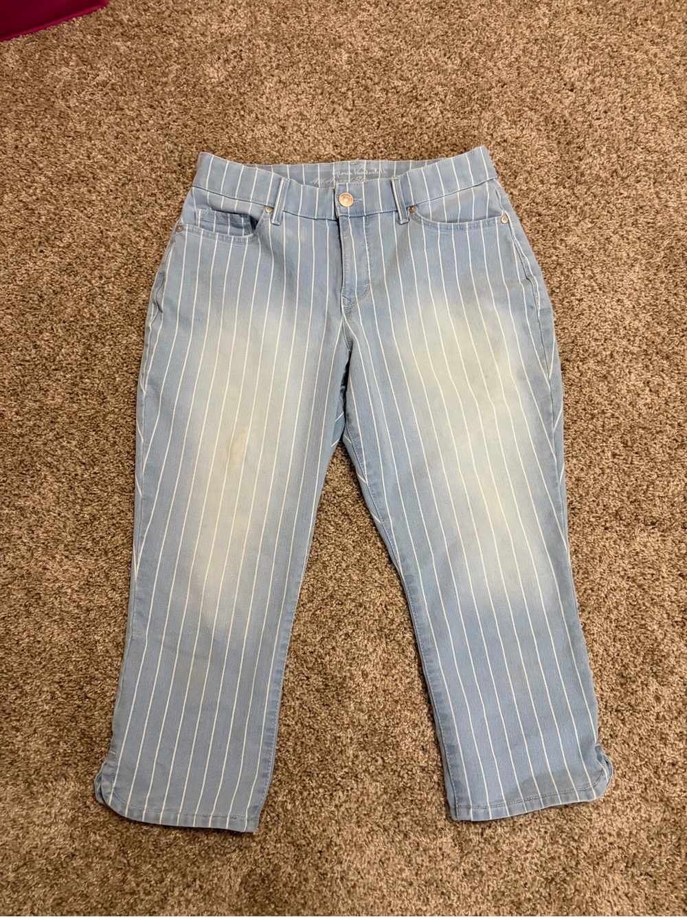 Light Blue Pinstripe Women’s Cropped Jeans